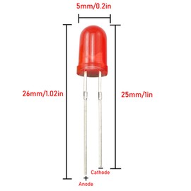 ZZHXSM 200pcs 5mm Light Emitting Diode Assortment LED Circuit Kit 5 Colors LED Diodes for Industrial Field, Student Experiment, School Science Project