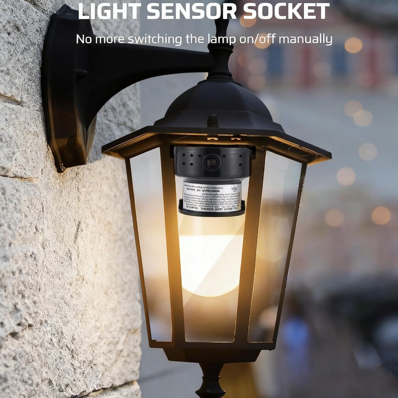TWDRTDD Indoor/Outdoor Dusk-to-Dawn Light Control Socket,Automatic Dusk to Dawn Light