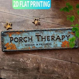Vintage Aluminum Porch Therapy Sign, Gothic Metal Wall Art with Pre-drilled Holes, UV-printed for Home & Kitchen, Adds Charming Decorative Touch:_8_one-size