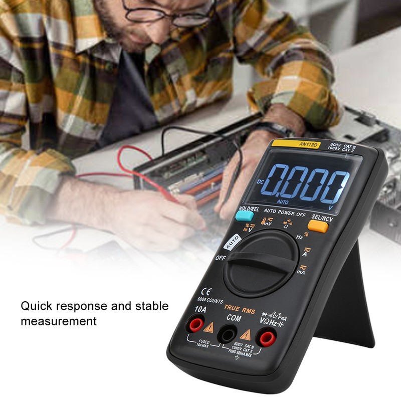 AN113D 6000 Counts Digital Multimeter Transistor Tester Auto Range AC/DC