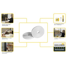 Schellenberg 50029 Plus Mounting Tape for Fly Screen Windows Made of Polyester, Fibreglass and Aluminium Fabric, Tape Length 5.6 m, Includes Mounting Accessories, White