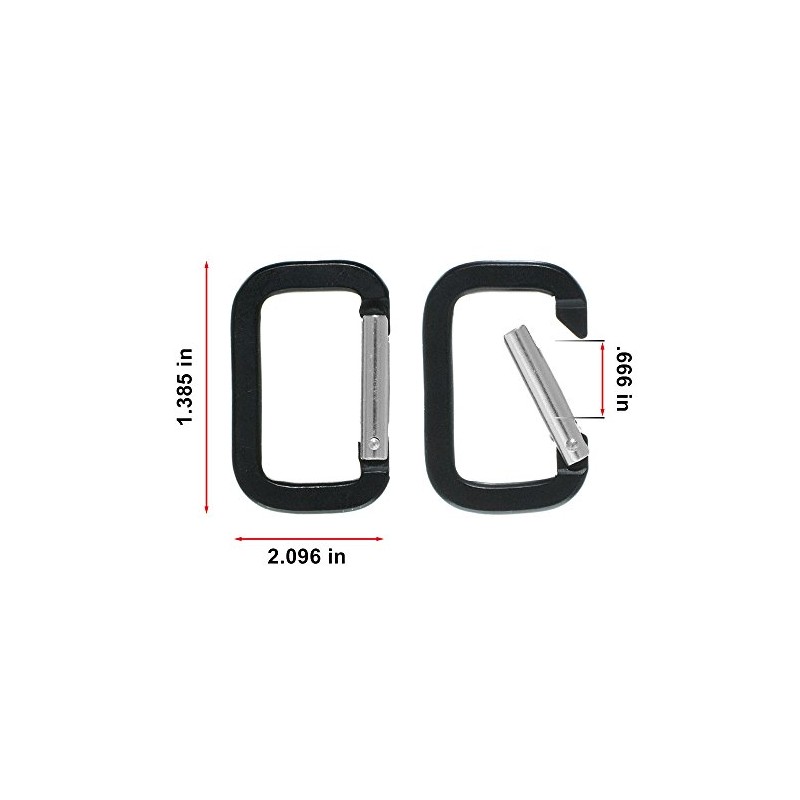 Craft County Unique Aluminum Rectangle Carabiners - Multiple Colors -