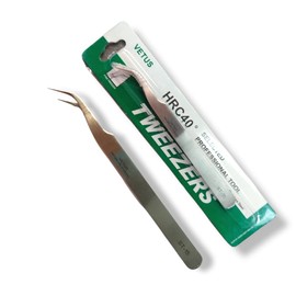 pinzas para extensión de pestañas para aplicación de pestañas, herramienta profesional de aplicación de pestañas curvadas y rectas para extensiones de pestañas vetus (St-15, silver)