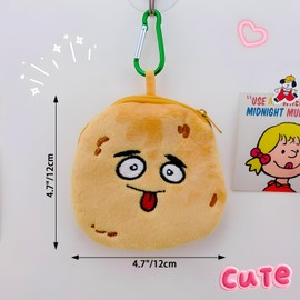 Potato Coin Purse, 4PCS Funny Plush Coin Pouch, Small Cute Kawaii Wallet with Zipper & Carabiner for Women