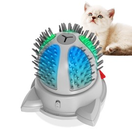Cat Self Groomer, Cat Corner Scratcher with Colorful LED Light, Automatic Cat Face Scratcher Wall Corner Massage Comb for Indoor Cats Self Grooming Brush