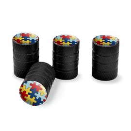 GRAPHICS & MORE Autism Awareness Diversity Puzzle Pieces Tire Rim Wheel Aluminum Valve Stem Caps