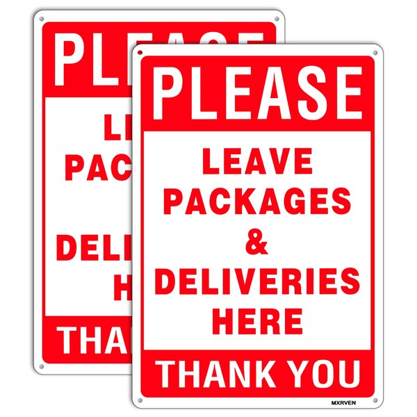 Please Leave Packages and Deliveries Here Sign 2 Pack, 12