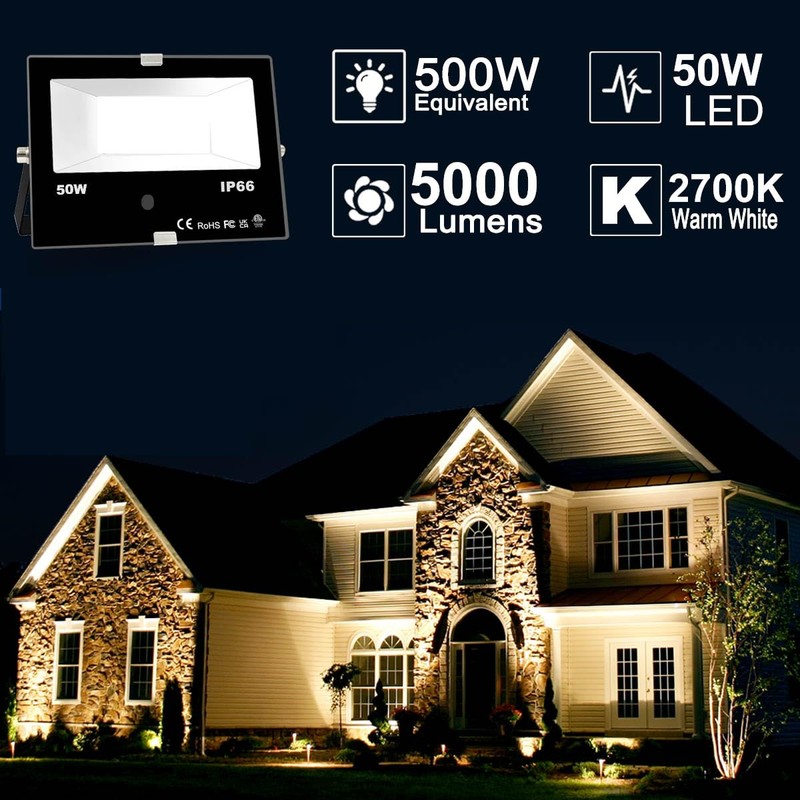 HEKEE LED Flood Light Outdoor, 50W RGB Color Changing 5000