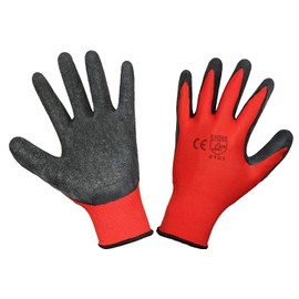 12 Pairs Latex Coated Builders Work Safety Glove (Large, Red)
