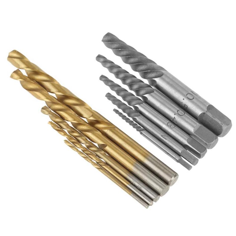 YUMILI 10 Piece Screw Extractor and Left Handed Cobalt Drill