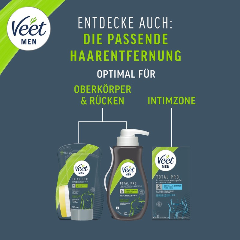 Veet Men Haarentfernungscreme für Oberkörper & Beine - Enthaarungscreme für