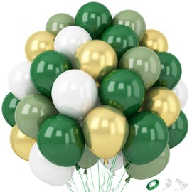 Sage Green and Gold balloons, 100Pcs Christmas Balloons Green White and Gold for Xmas Happy New Year Christmas Themed Party