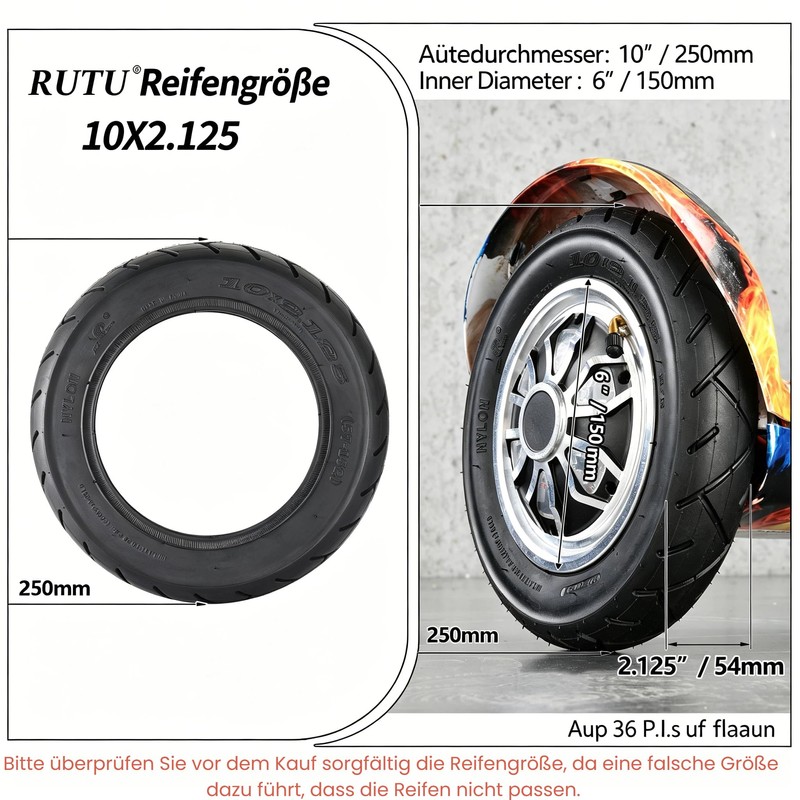 10 x 2.125 10 Inch Tyres Smart 2-Wheel Scooter 10