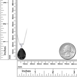 Gem Stone King 925 Sterling Silver Pear Shape Black Onyx and White Moissanite Pendant Necklace For Women (10.38 Cttw, Gemstone Birthstone, with 18 Inch Chain)