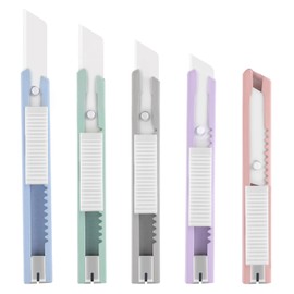 Mini Box Cutter Ceramic Blades Cute Utility Knife Pakage Opener Kawaii Morandi Color [5-pack]