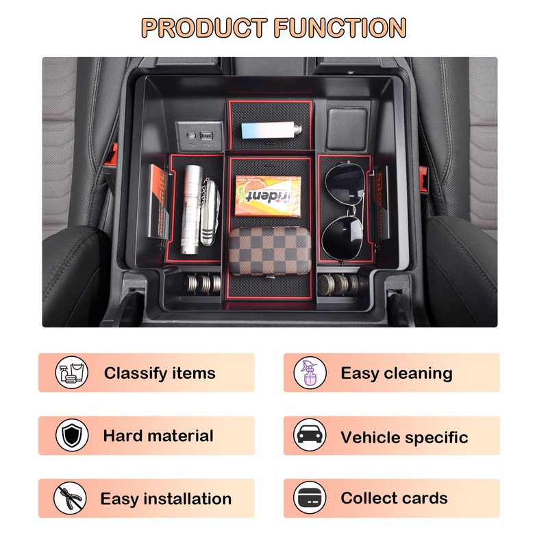 TACORBO Center Console Full Organizer Tray Compatible with Refreshed 2022-2024