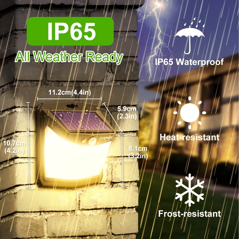 CLAONER Solar Lights Outdoor, [128 LED/6 Packs] Solar Motion Sensor