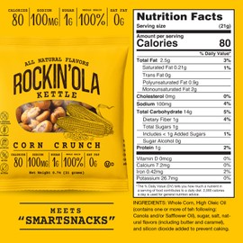 Rockin'Ola Corn Crunch, Back to School Snacks, Crunchy Whole Corn Kernels, Perfect for On the Go, All Natural Flavors, Allergen Free (25 Pack, Kettle)