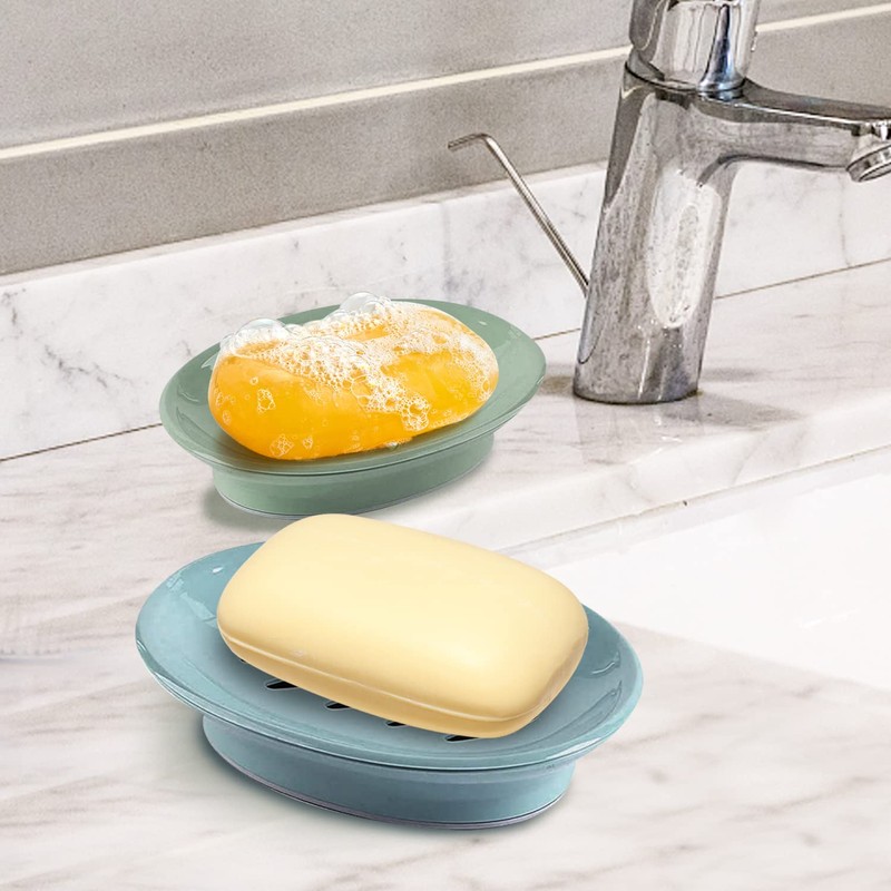 3 Pack Soap Dish with Drain Soap Holder, Soap Saver,