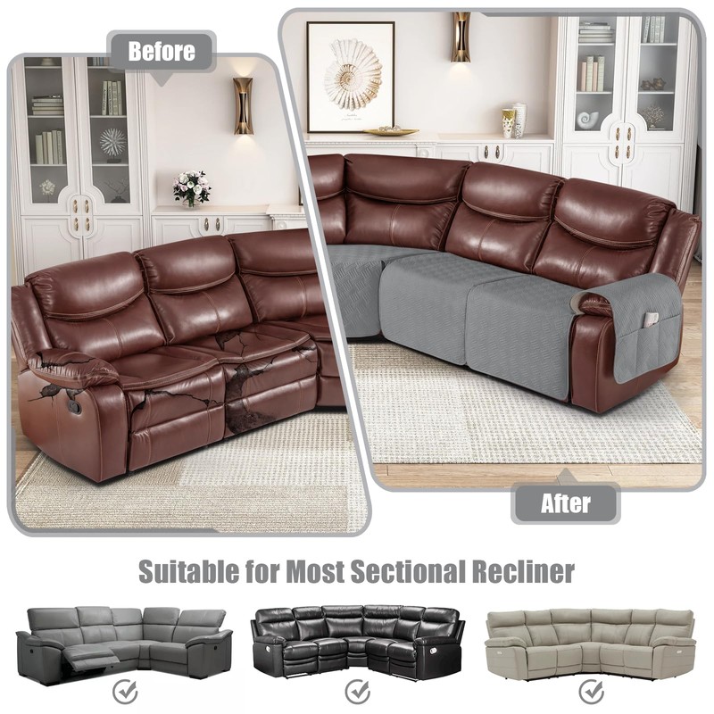 KinCam Waterproof Sectional Couch Covers, Oversized Recliner Sofa Covers for