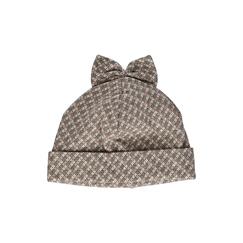 Sterntaler Girls Beanie Bow Checked Hat, Pink Mel.
