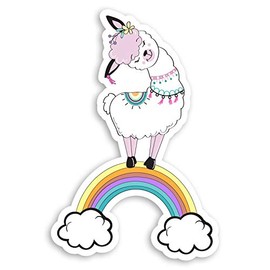 2 x 10cm Cute Llama Rainbow Vinyl Sticker - Alpaca Girls Laptop Decal #34214 (10cm Tall)
