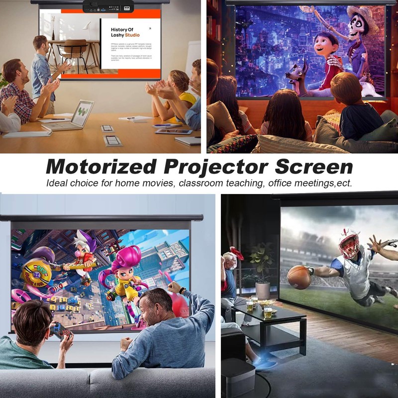 Projector Screen Motorized 84 Inch 16:9 HD Electric Projector Screen