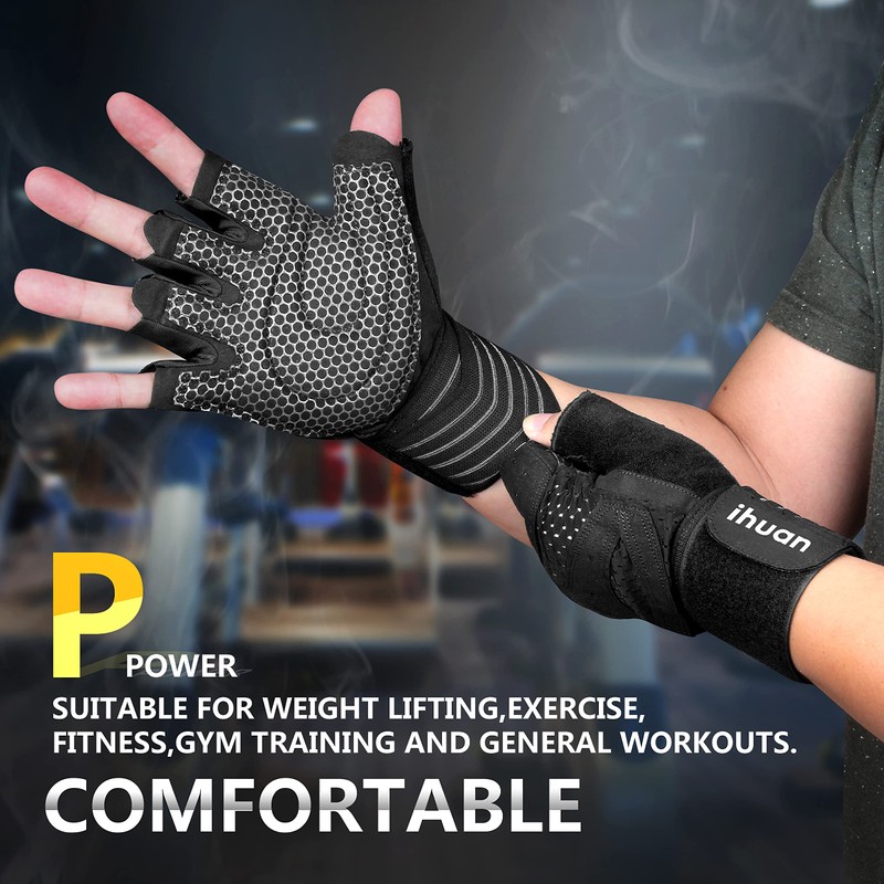 ihuan (X-Small) Ventilated Weight Lifting Gym Workout Gloves with Wrist