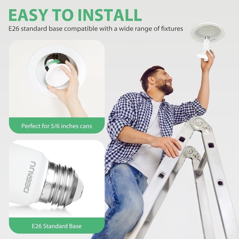 DEGNJU BR30 LED Bulb, Dimmable Flood Lights Indoor CRI80 7W