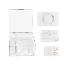 Voyzdx Caja De Joyería Organizador De Joyas con 60 Piezas Bolsas de Plástico Transparente para Joyas, Caja de Almacenamiento de Joyería de Acrílico Transparente