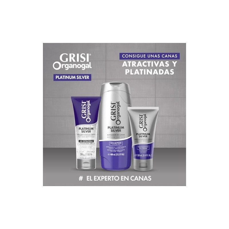 Grisi Organogal Shampoo Silver para canas y cabellos claros, 400