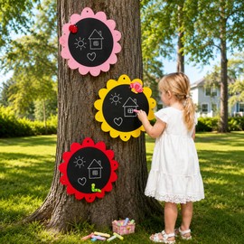 MotiMind 3 Pcs Outdoor Chalkboard for Kids, Sunflower Garden Decor