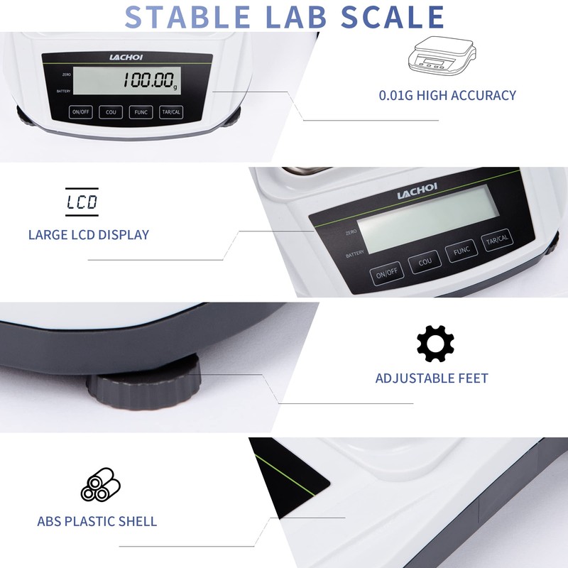 LACHOI Lab Scale 2000g×0.01g Accuracy Precision Scale Laboratory Analytical Balance