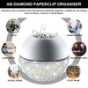 Paper Clips in Magnetic Dispenser Holder Glitter Rhinestone White 28mm