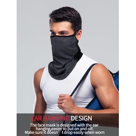 4 Pieces Face Gaiter Neck Covers with Ear Loops Bandana Cloth Face Mask for Bearded Men Non Slip Breathable Face Scarf UV Protection Balaclava Headwear (Black, White, Navy Blue, Grey)