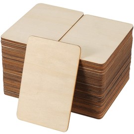 100 Pack 6 x 4 Inch Unfinished Wood Cutouts for Crafts, Natural Wood Rectangle Blank Pieces Wooden Tags Slices for Painting, DIY Craft, Decoration