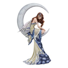 Ebros Fantasy Celestial Crescent Lunar Moon Dream Weaver Fairy Statue 12" Tall by Artist Nene Thomas 'Memory' Astrology Zodiac Fairies Nymphs Pixies Themed Collectible Figurine As Home Decor Accent