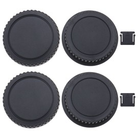 VGOL 2 Sets Body Cap Rear Lens Cap Hot Shoe Cover Replacement Set Compatible with Canon Cameras with RF Mount Plastic Camera Accessories Black