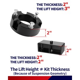 FLYCLE Leveling Lift Kits for 2005-2023 Tacoma 2WD 4WD, 3'' Front Struct Spacers + 2'' Rear Leveling Lift Blocks Kit with Extended Square U-Bolts for Tacoma