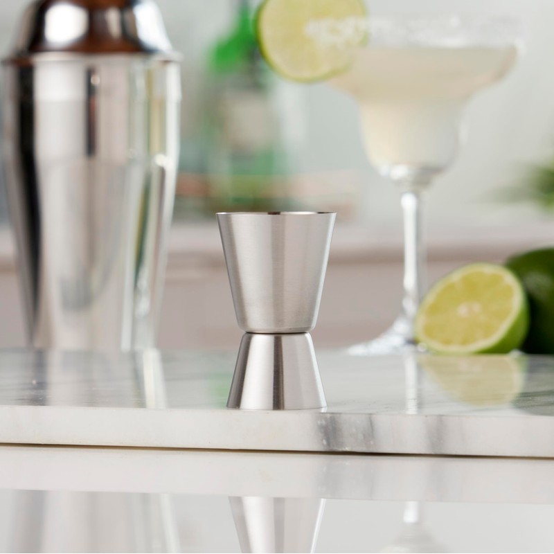 True Dual Double Jigger for Bartending, Stainless Steel Measured Jiggers,