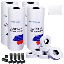 2 Line Price Labels - 40 Rolls of Pricing Labels (16,000 Blank Tags) with 5 Ink Rolls - Compatible with MX-6600, MX-6602, YH-689 (Gun Not Included)