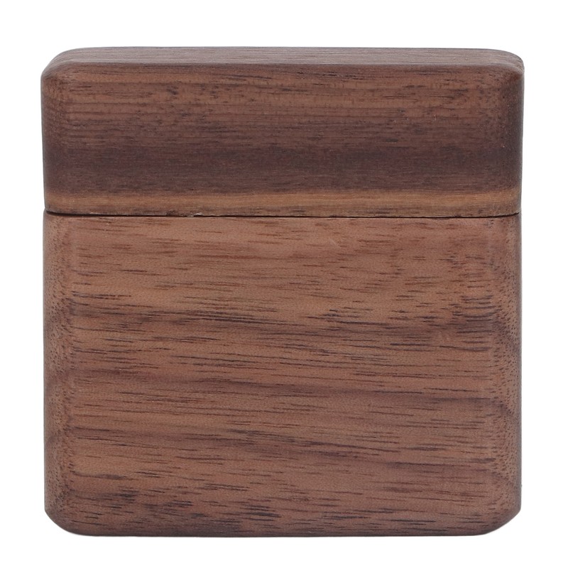 Ring Box Walnut Magnetic Cover Inlay Fleece Portable Wooden Wedding