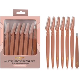 Set de Accesorios para Cejas Republic Cosmetics 6 Perfiladores de Cejas + 1 Pinza Profesional (Tweezers) Kit de Depilación y Diseño de Cejas Herramientas de Precisión para Cejas Perfectas