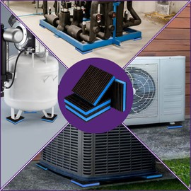 Mxclimate Anti-Vibration Pads, 4 x 4 x 7/8 inches (100 x 100 x 22 mm), Ribbed Rubber, Vibration Absorbing Mat