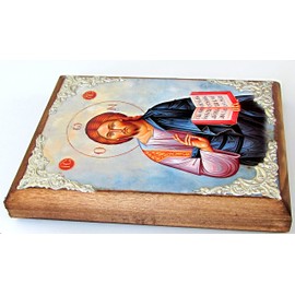 Wooden Greek Christian Orthodox Wood Icon of Jesus Christ / AM30
