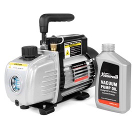 XtremepowerUS 1/4HP 3.5 CFM Single Stage Rotary Vane Air Vacuum Pump HVAC Air AC A/C R410a R134 Systems (3.5CFM) with Vacuum Oil Bottle Included