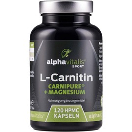 L-Carnitine Carnipure® Capsules High Dose 3000 mg Made from Premium Raw Materials + Magnesium Citrate - Vegan and Stearate Free from alphavitalis - 120 Capsules
