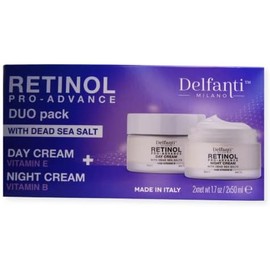 Delfanti-Milano  Retinol Pro-Advance  Pack Duo Anti-Envejecimiento  Cremas De Día  De Noche  Hidratantes Rostro Y Cuello Con Minerales Del Mar Muerto