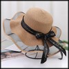 White Fang CZ051 Women's Straw Hat, Ruffle, Satin, Ribbon, Cute,