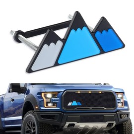 Tri-Color Car Emblem for Mesh Gille,Waterproof Car Emblems and Badges with Triangle Mountain Design,Cool Car Badges Front Grill Emblem,Cute Car Accessories for Women & Men (Blue)